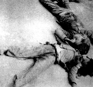 1942年5月下旬，日军大“扫荡”冀中定县北疃村时，封堵地道口放火放毒，残酷杀害抗日军民1000余人。此为北疃惨案中被毒死的儿童